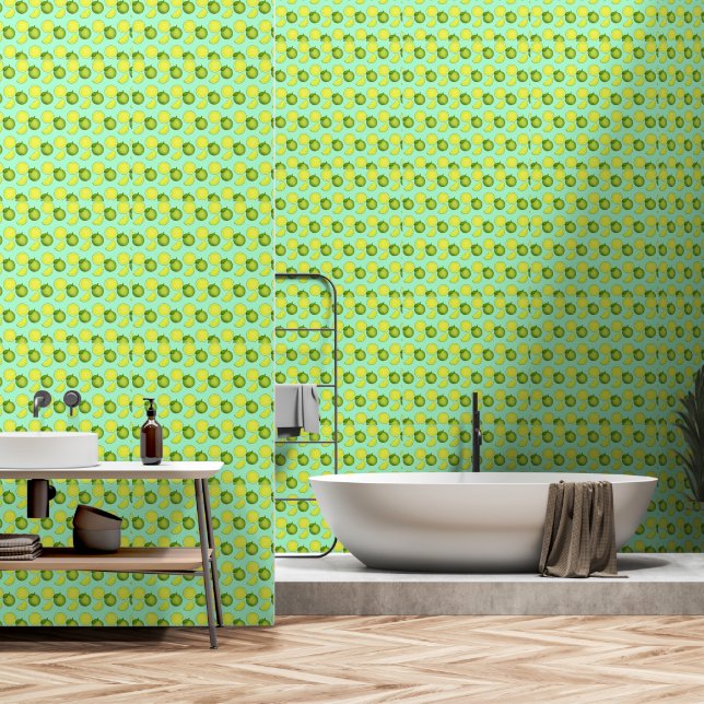Green Lime Pattern Wallpaper (Bathroom)
