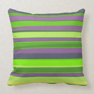 Green Lime Purple Abstract Stripes Cushion