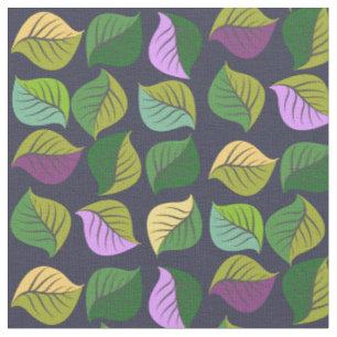 Green, Lime, Purple, Yellow Jungle Leaves Pattern Fabric