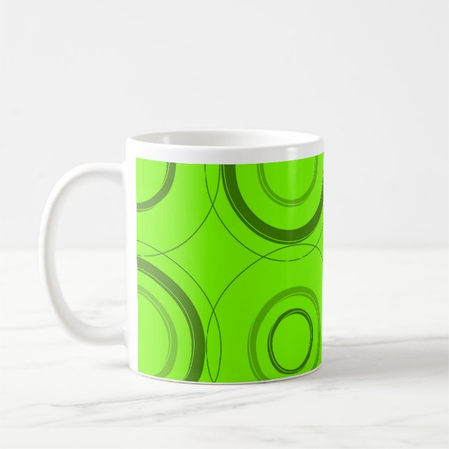 Green, Lime Retro Abstract Art Mug (Left)