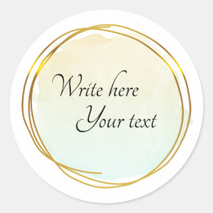 Green Lime Watercolour Circle Gold Elegant Classic Round Sticker
