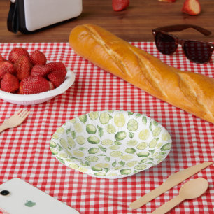Green Limes Leaves Fruit Paper Plate