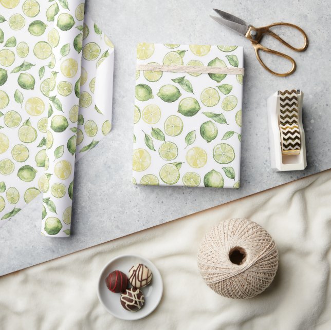 Green Limes Leaves Fruit Wrapping Paper (Crafts)