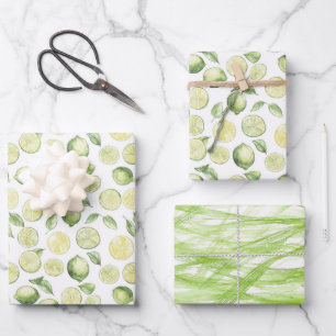Green Limes Leaves Fruit Wrapping Paper Sheet