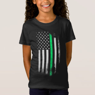 Green Line American Flag St Patrick's Day T-Shirt