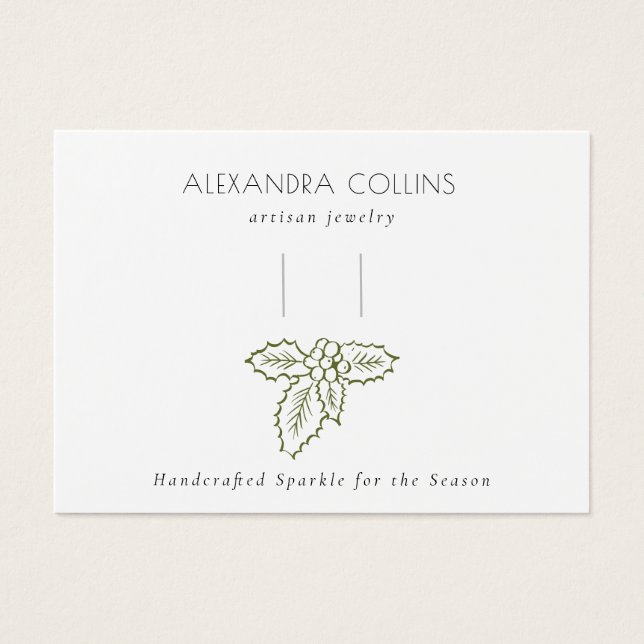 Green Line Art Festive Holly Branch Hairclip  (Front)