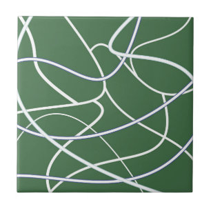 Green Line Art Pattern Tile