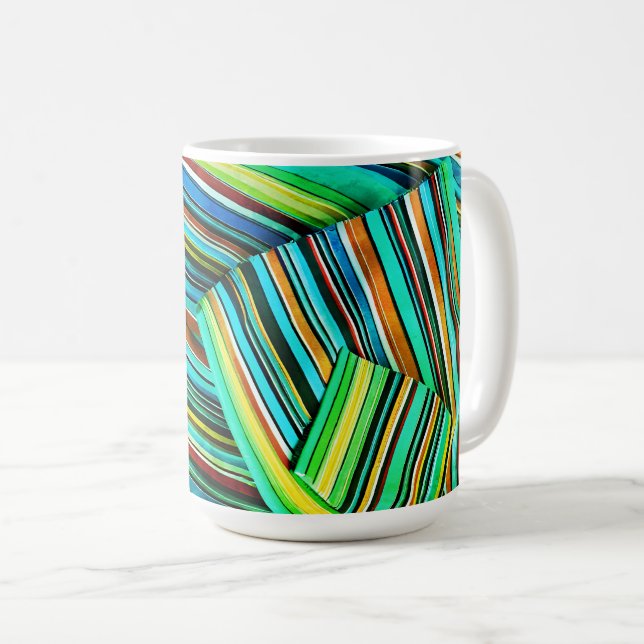 Green Line Illusion Design Coffee Mug (Front Right)