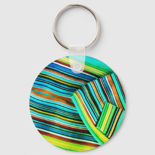 Green Line Illusion Design Key Ring