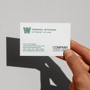 GREEN LINE MONOGRAM  BUSINESS LOGO PROFESSIONAL CARD