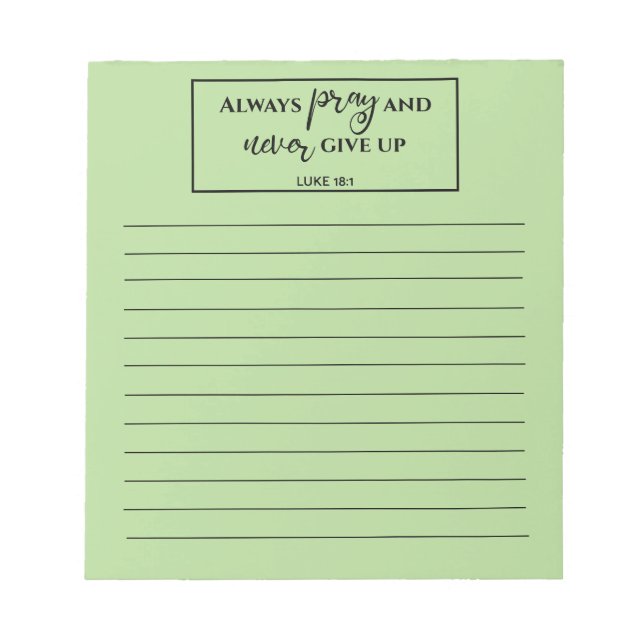 Green Lined Bible Verse Prayer List Notepad (Front)