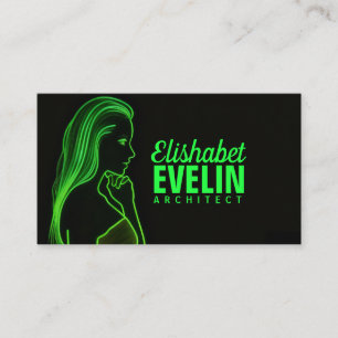 Green-Lined Grace: A Silhouette in Luminous Hues Business Card