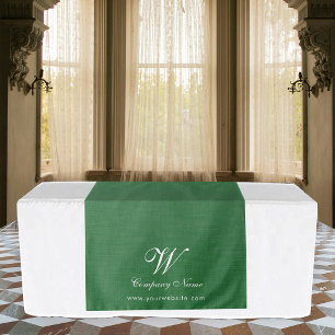 Green Linen Business Table Runner Banner Script Tapestry