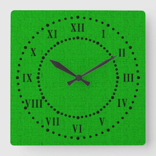 Green Linen Look Roman Numeral Wall Clock