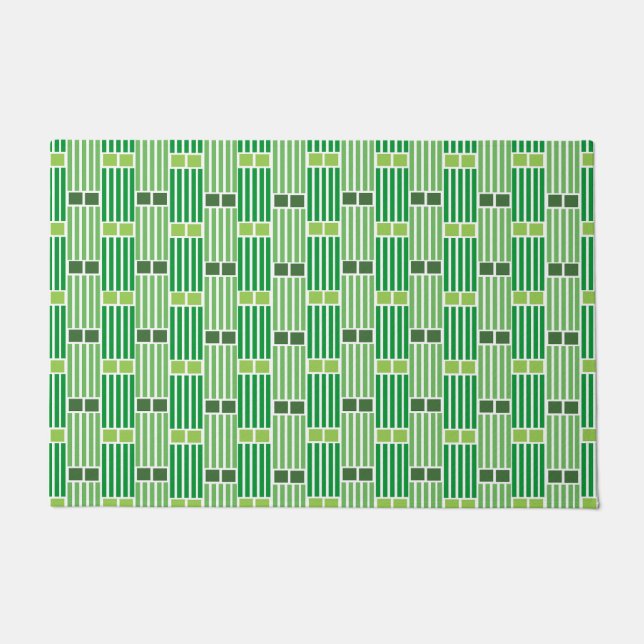 Green Lines and Boxes  Doormat (Front)