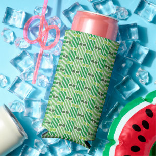 Green Lines and Boxes Seltzer Can Cooler