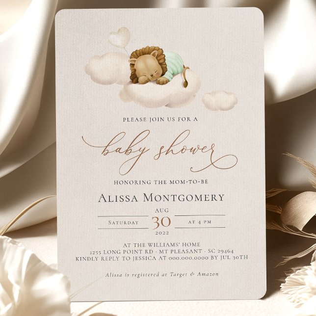 GREEN Lion Baby Shower Invitation (Creator Uploaded)