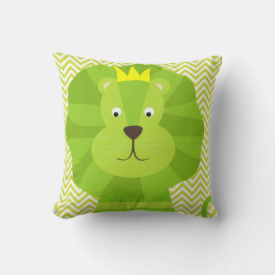 Green Lion Green and White Chevron Throw Pillow