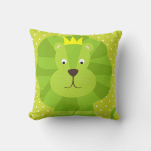 Green Lion Green Polka Dot Throw Pillow