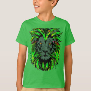Green Lion Head - Lion Face Portrait Drawing T-Shirt