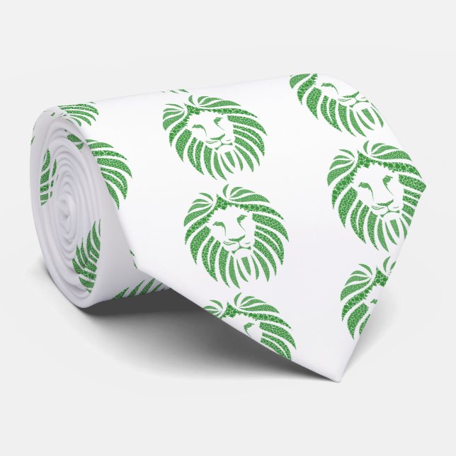 Green Lion Head Tie (Rolled)