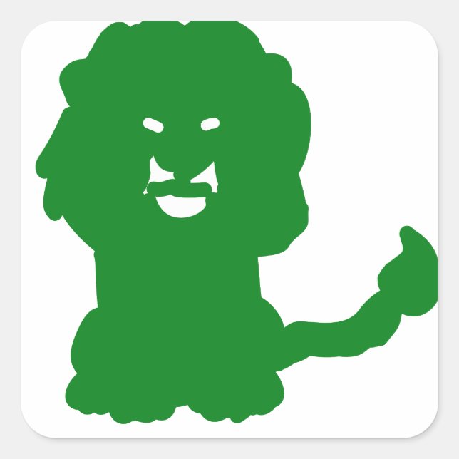 Green Lion Silhouette Square Sticker (Front)