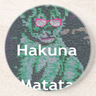 Green Lion with Pink Glasses "Hakuna Matata" Art Coaster