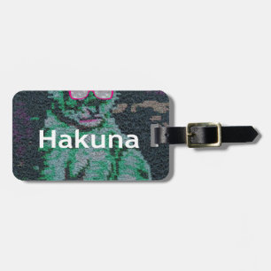 Green Lion with Pink Glasses "Hakuna Matata" Art Luggage Tag