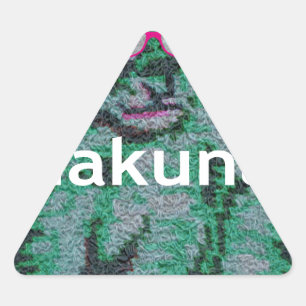 Green Lion with Pink Glasses "Hakuna Matata" Art   Triangle Sticker