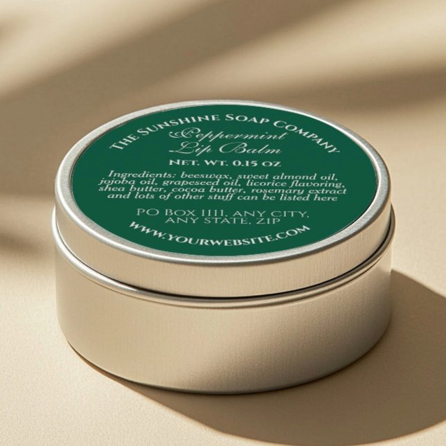 Green lip balm tin label  (Creator Uploaded)