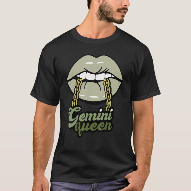 Green Lips Gemini Queen T-Shirt (Front)
