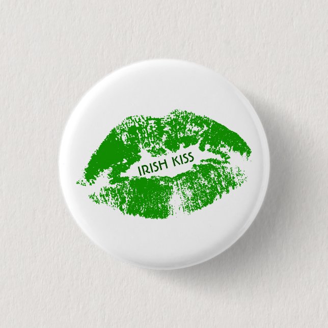 Green Lips Irish Kiss 3 Cm Round Badge (Front)