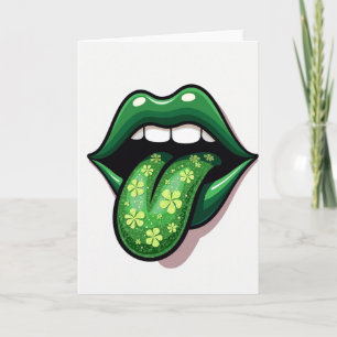 Green Lips Shamrock Luck Card