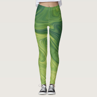 green liquify texture pattern leggings