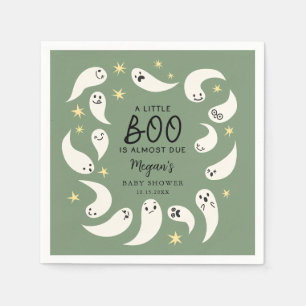 Green Little Boo Halloween Baby Shower Napkin