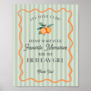 Green Little Cutie Citrus Favourite Memory Birthda Poster