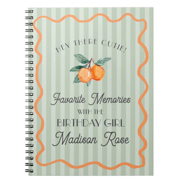 Green Little Cutie Favourite Memories Birthday Notebook (Front)