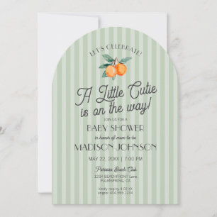 Green Little Cutie On The Way Citrus Baby Shower Invitation
