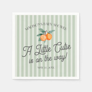 Green Little Cutie On The Way Citrus Baby Shower Napkin
