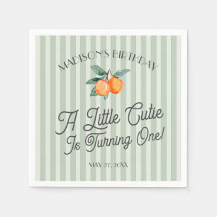 Green Little Cutie Pastel Citrus Birthday Party Napkin