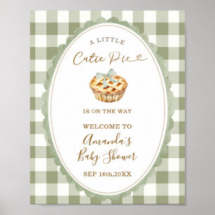 Green Little Cutie Pie Baby Shower Welcome Poster