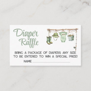 Green Little Fisherman Baby Shower Diaper Raffle Enclosure Card