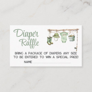 Green Little Fisherman Baby Shower Diaper Raffle Enclosure Card