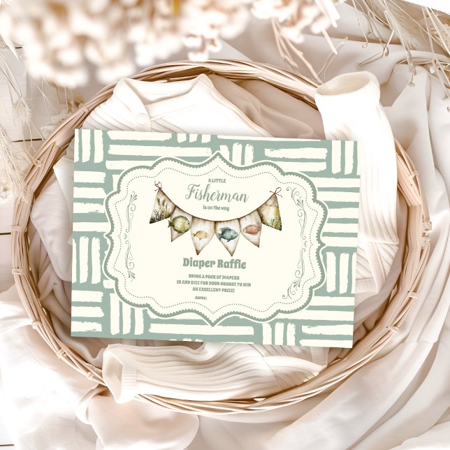 Green Little Fisherman Fishing Diapper Raffle Enclosure Card (Creator Uploaded)