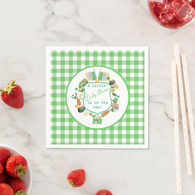 Green Little Lucky charm baby shower Napkin (Insitu)