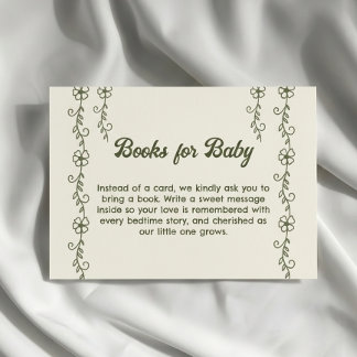 Green Little Wildflower Baby shower Book Request Enclosure Card