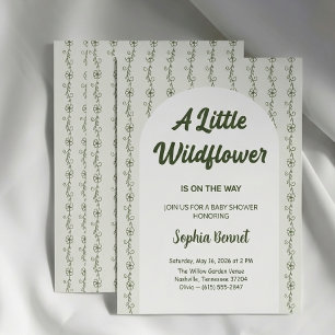 Green Little Wildflower Baby Shower Invitation