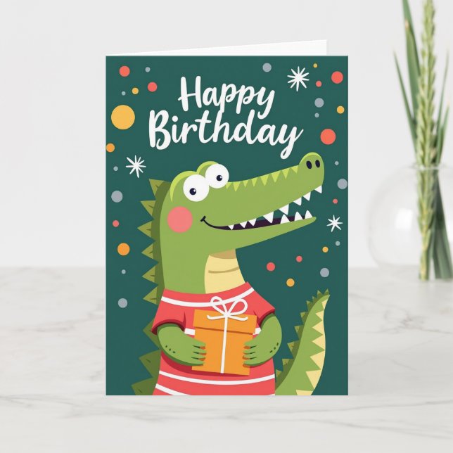 Green Lizard Birthday Card (Front)
