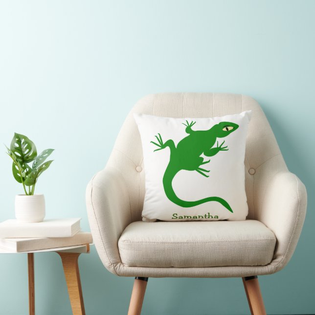 Green Lizard Design Personalised Cushion (Chair)