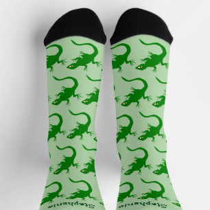Green Lizard Design Personalised Socks